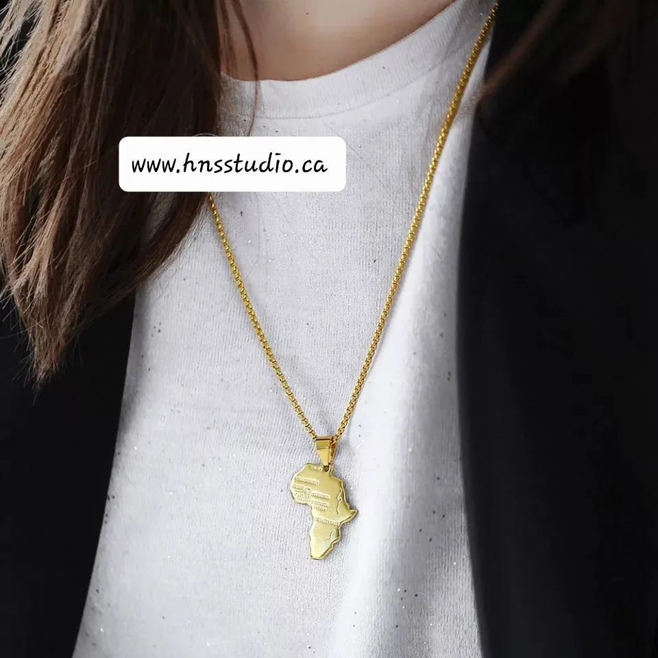 Africa Map Pendant Necklace