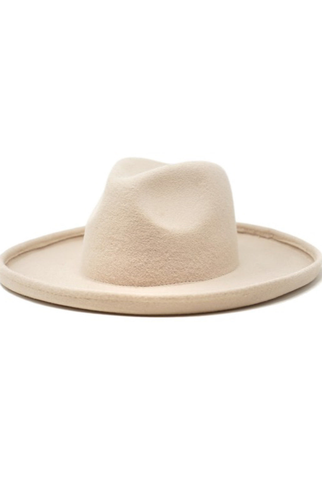 Beige Rolled Brim Rancher Style Hat