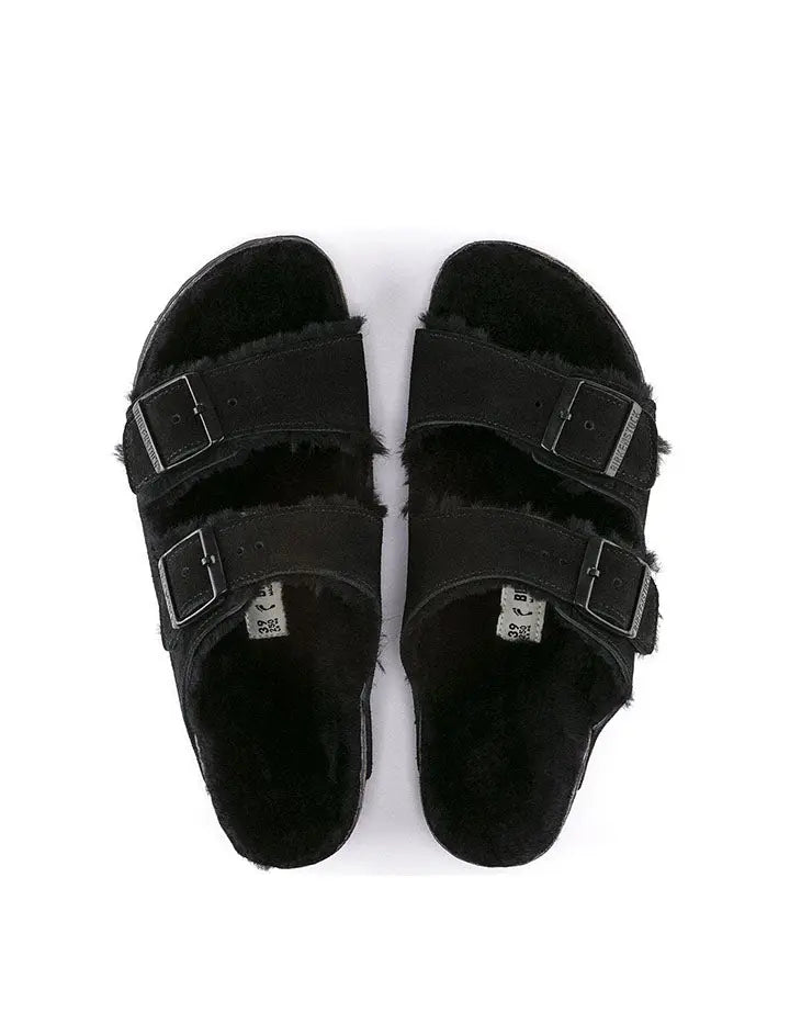 Birkenstock Arizona Fur Black Suede