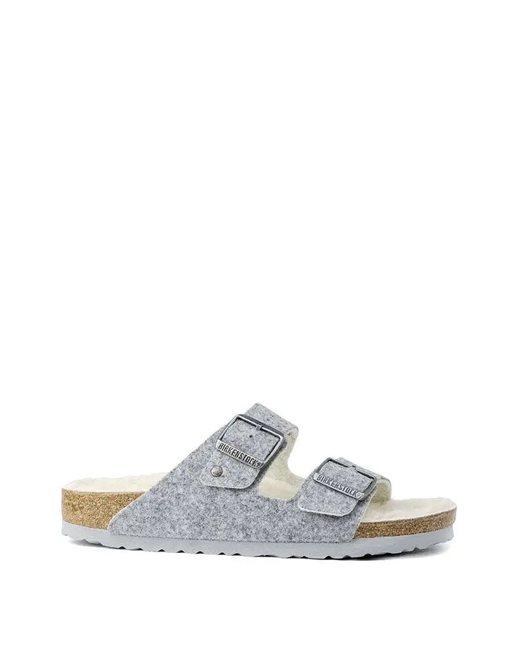 Birkenstock Arizona Wool Felt Narrow Sandals Light Grey