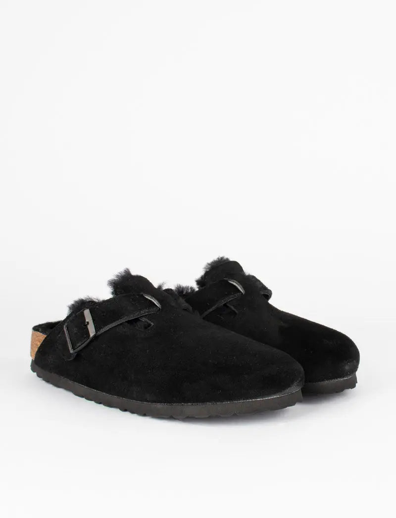 Birkenstock Boston Shearling Narrow Slipper Black