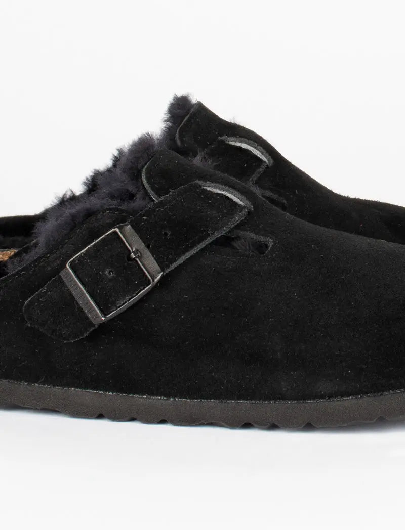 Birkenstock Boston Shearling Narrow Slipper Black