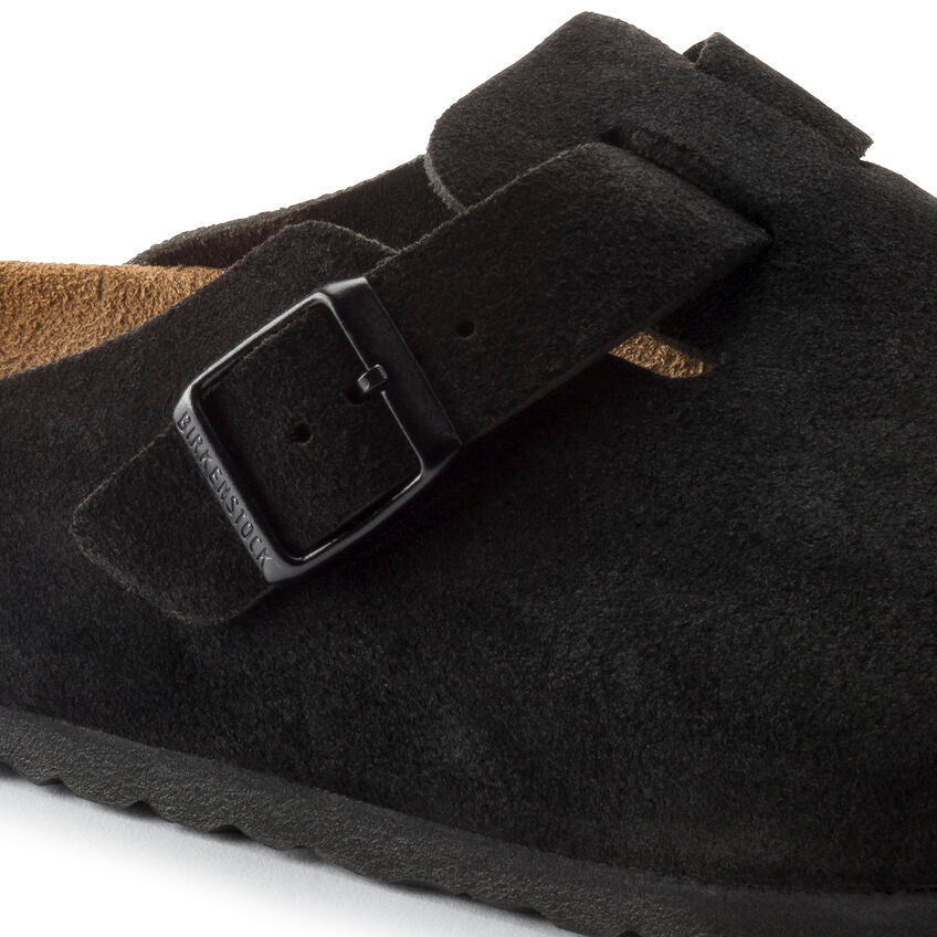 Birkenstock Boston Soft Footbed - Black Suede