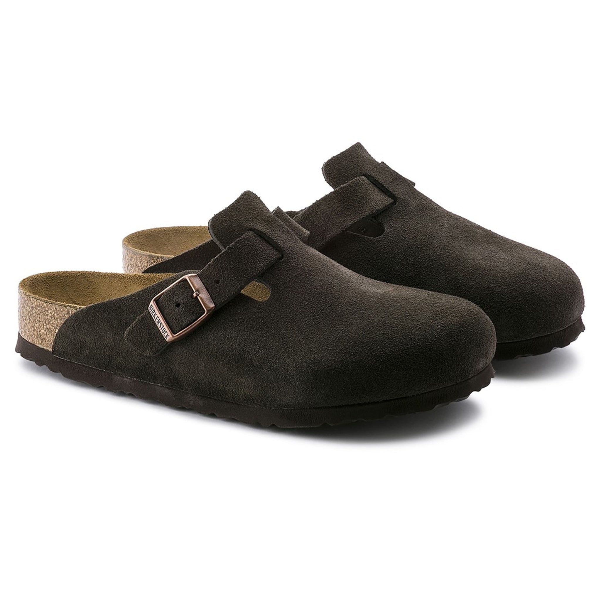 Birkenstock Boston Suede Flat Sandals Mocha