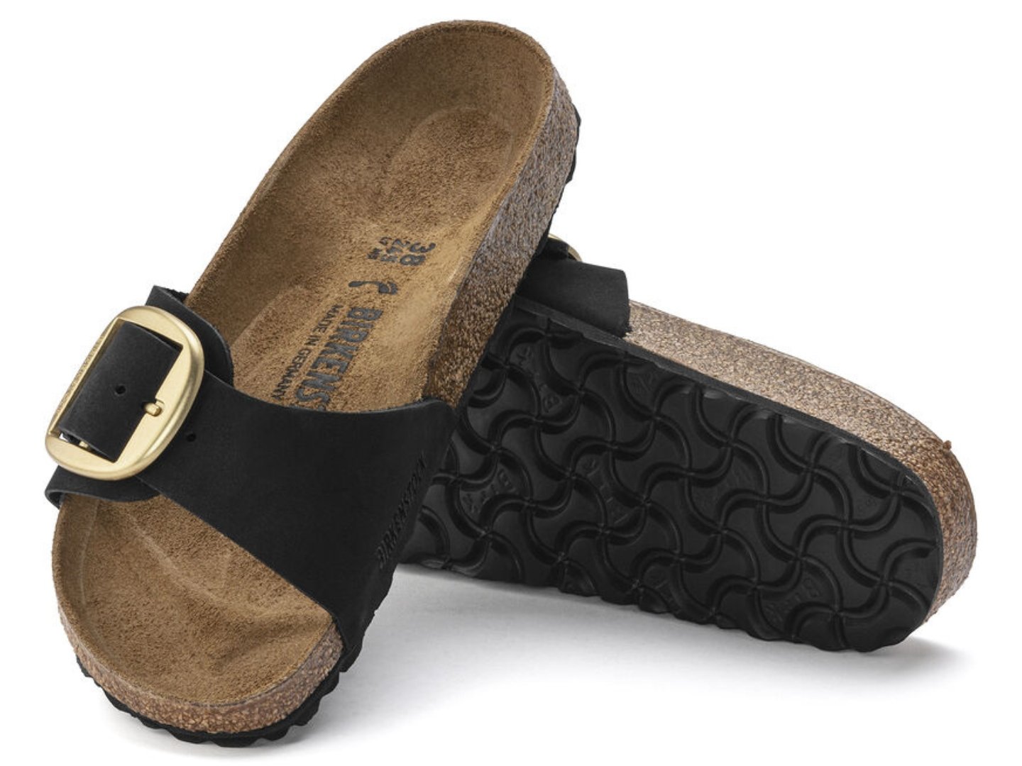 Birkenstock: Madrid Big Buckle in Nubuck Leather Black