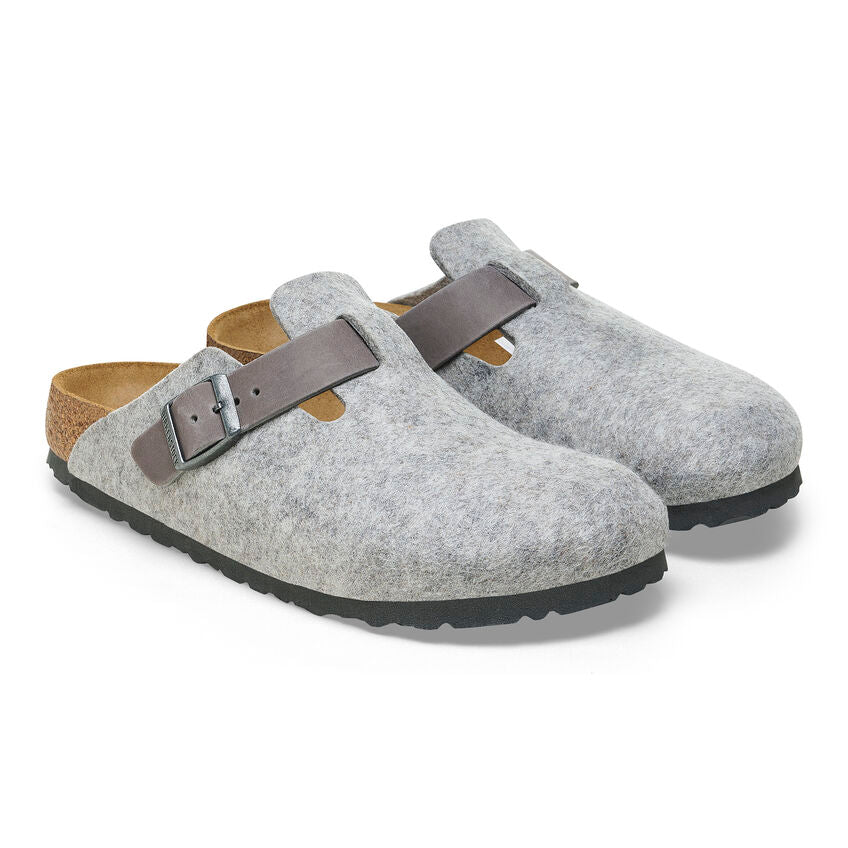 Birkenstock Women's Boston - Light Gray Wool Felt/Leather