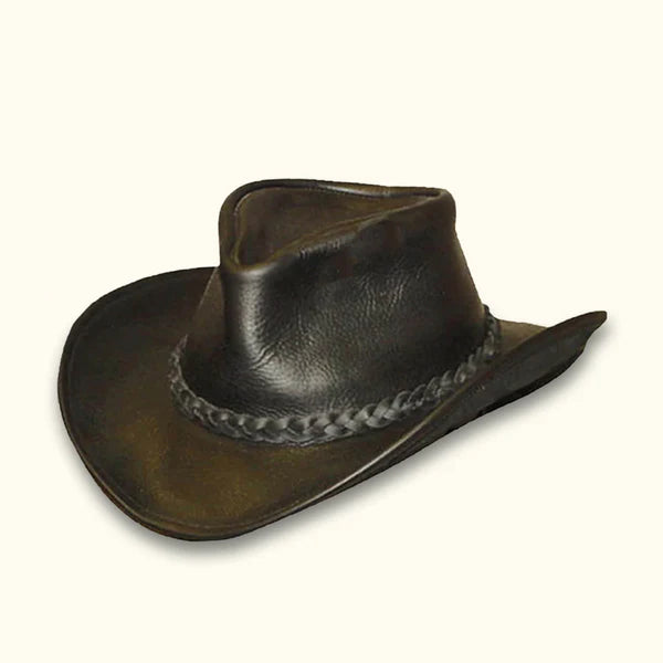 Black Leather Cowboy Hat