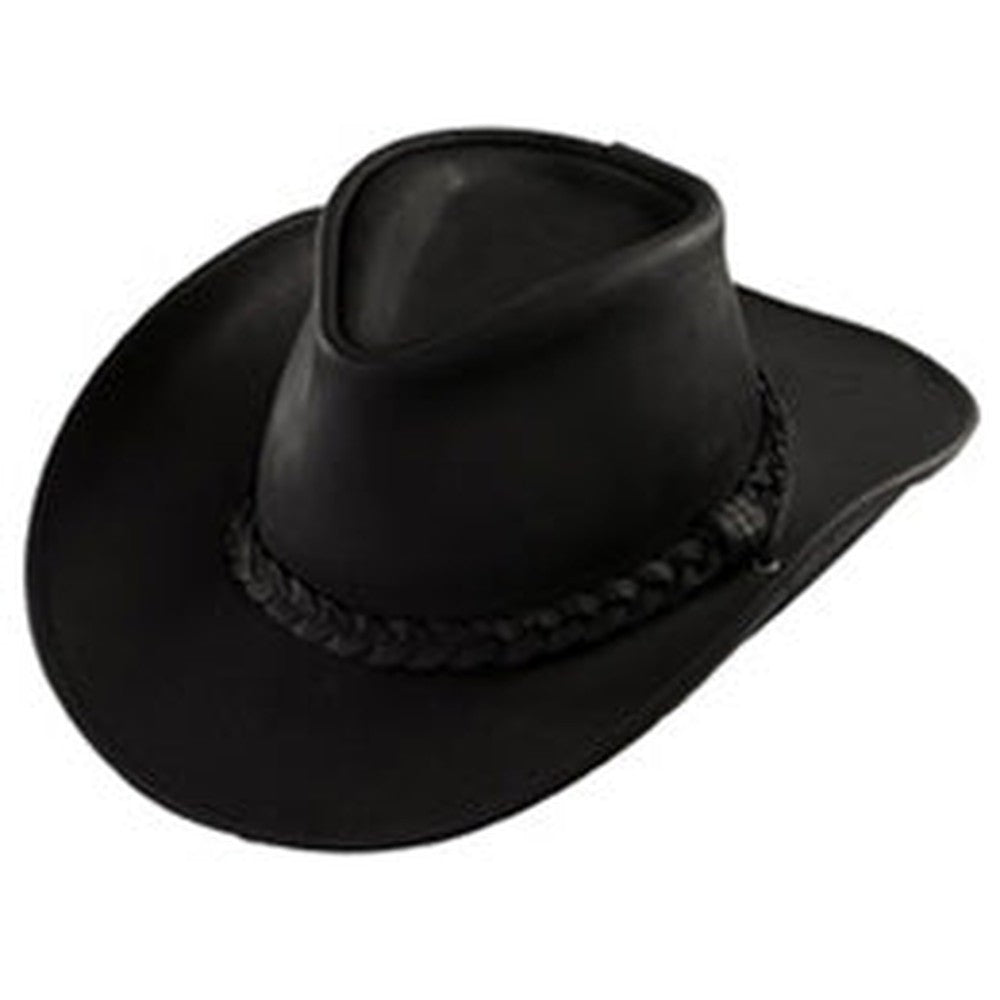 Black Leather Cowboy Hat