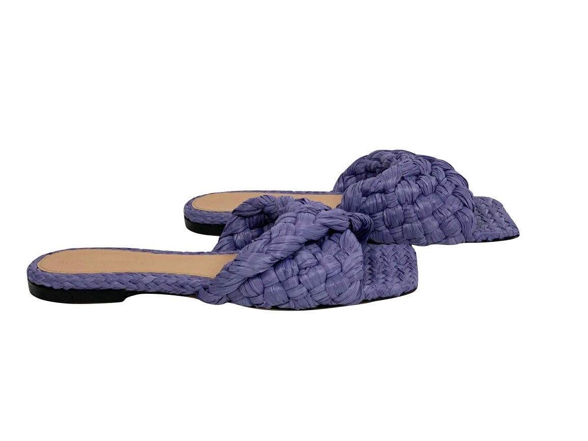 BOTTEGA VENETA - Rafia stretch sandals flat lilla