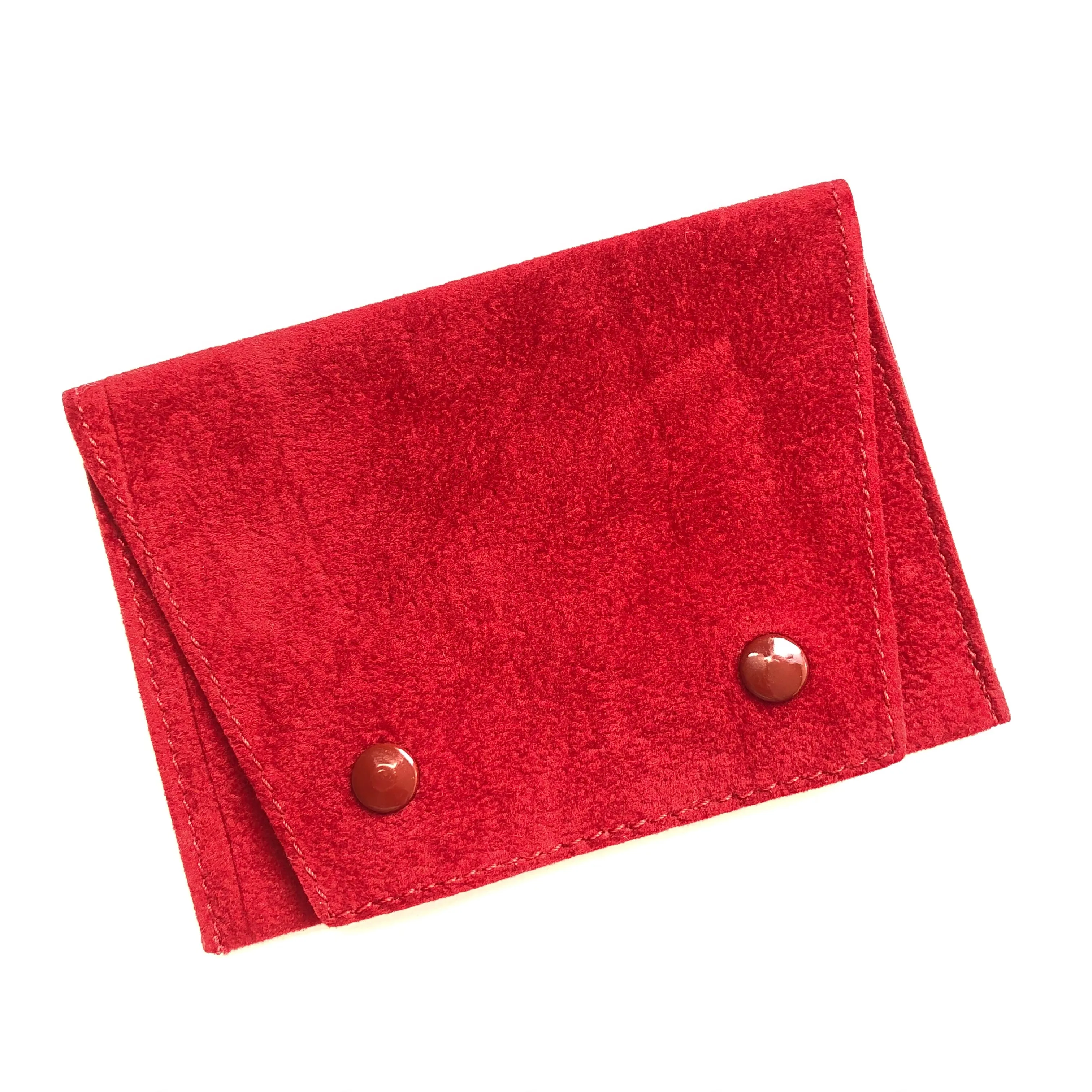 CARTIER Red Faux Suede Jewelry Pouch 4.35 x 3.25 inches