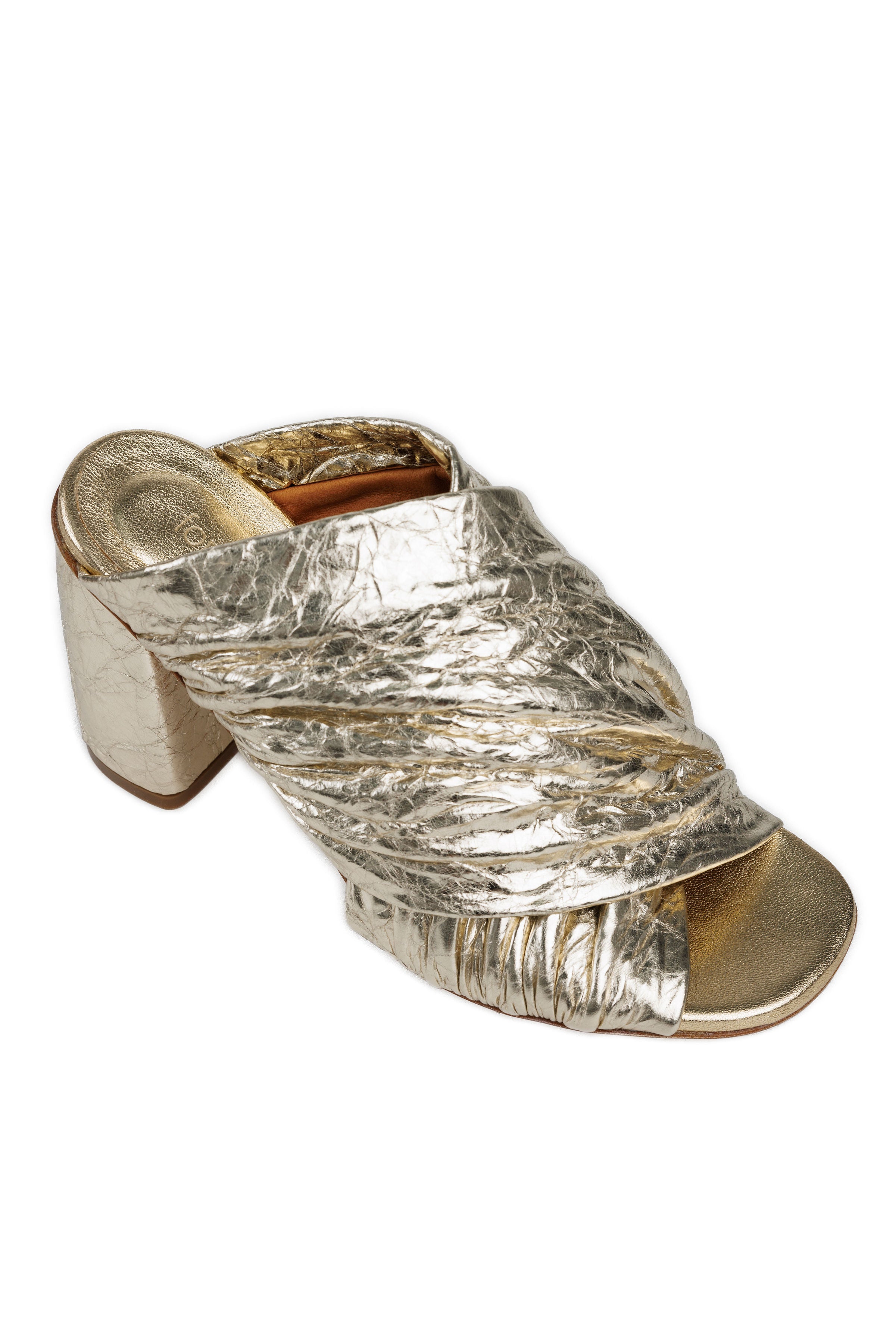 Craquel' Lam' Leather Heeled Sandals in Silver