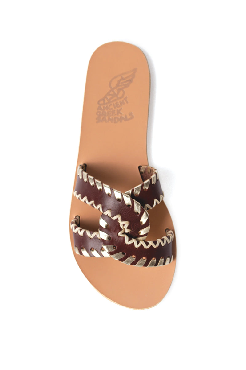 Desmos Stitch Slide Sandals in Chestnut