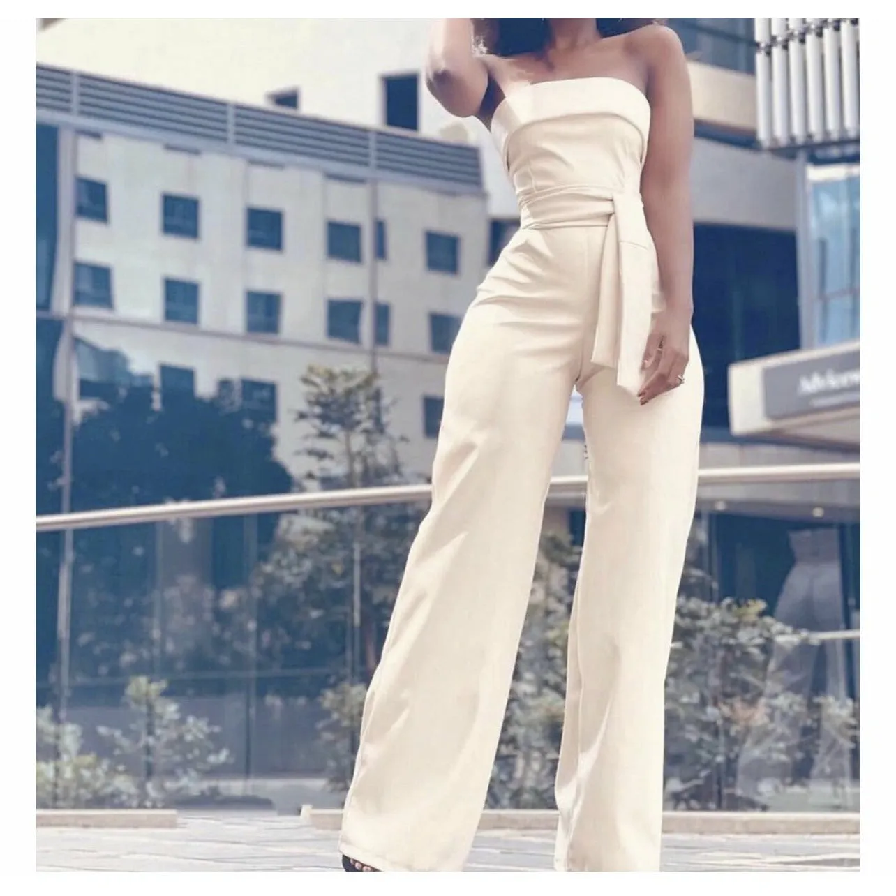 Faux Lather Boobtube Jumpsuit