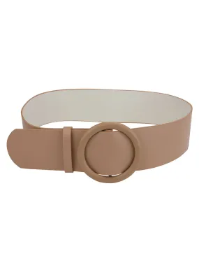 Faux Leather Buckle Broad Belt