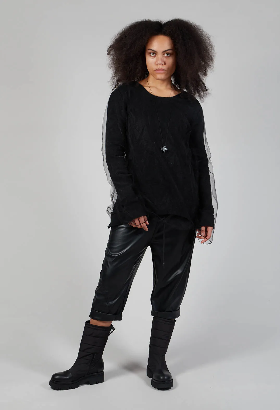 Faux Leather Pant in Black