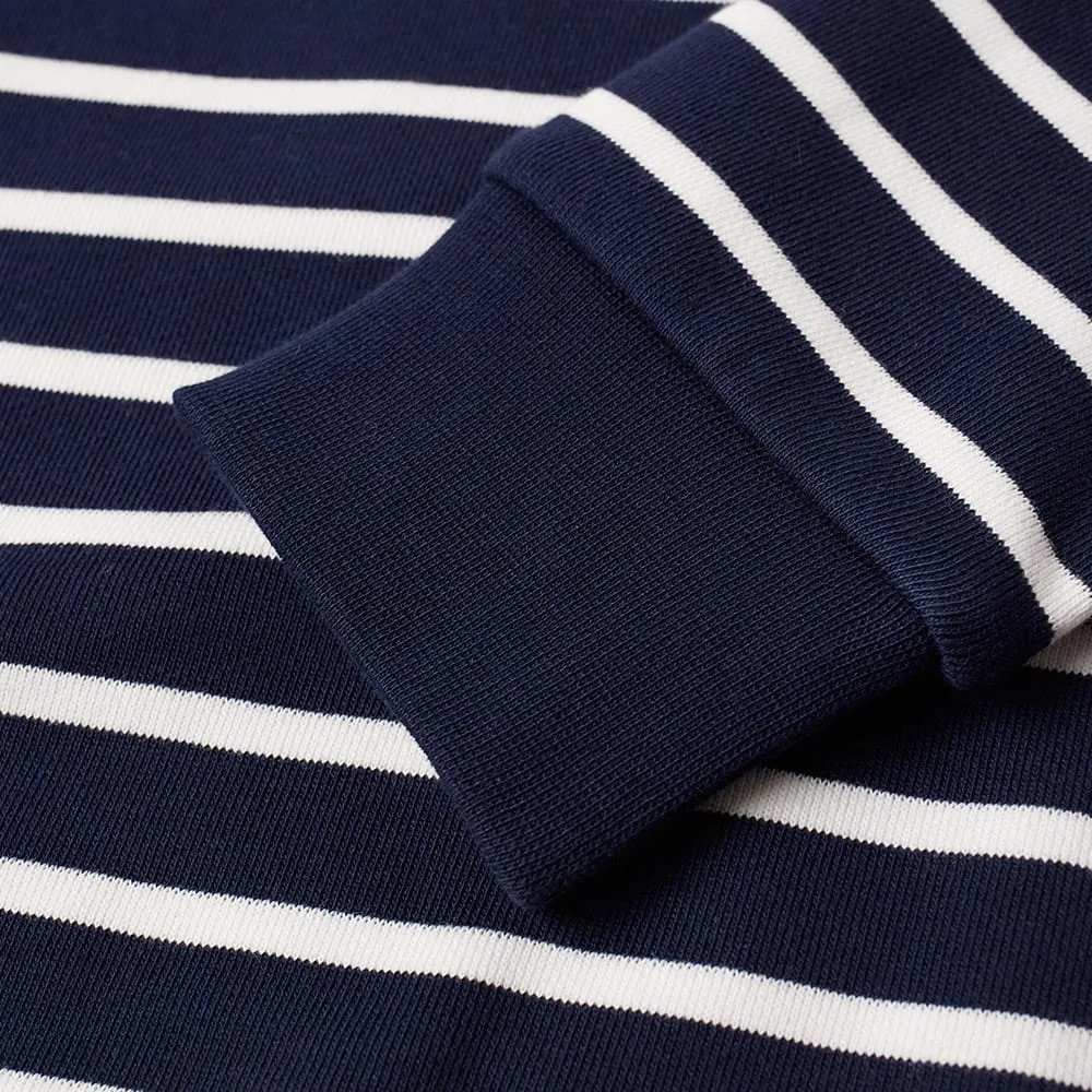 Lacoste Stripe Fleece Crew SweatNavy & White