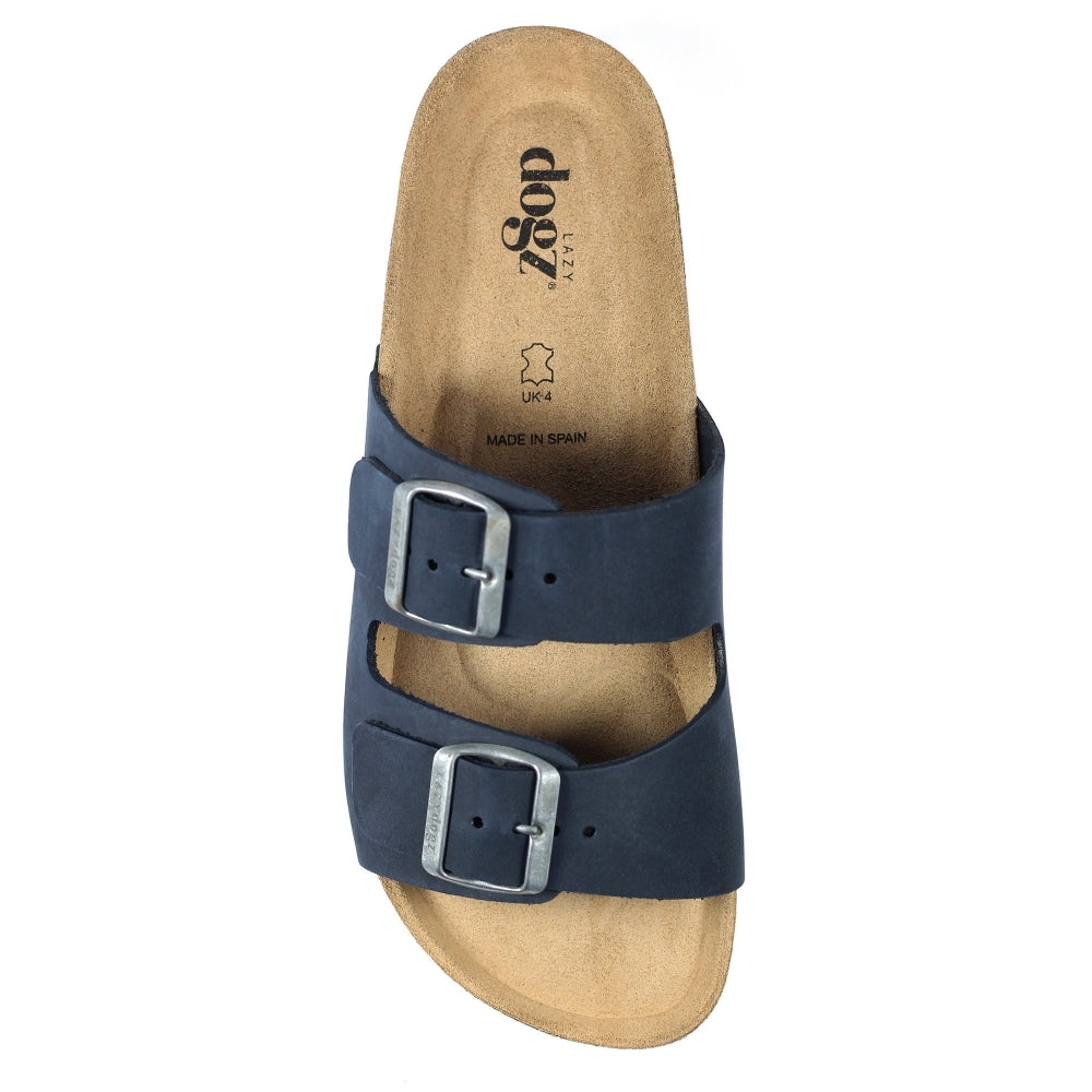 Ladies Lazy Dogz Slip On Mules Navy  Adjustable Straps Footbed Roco