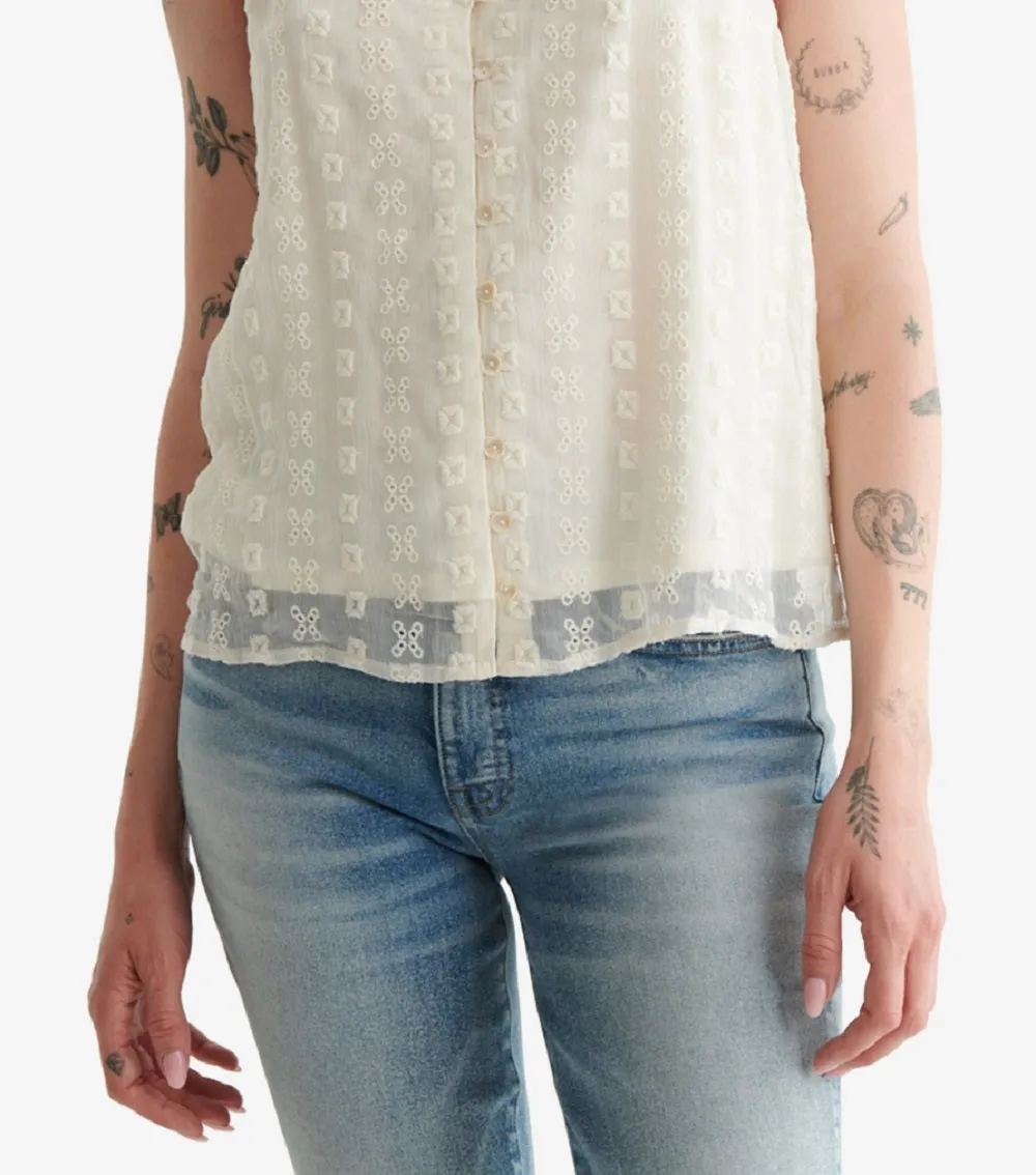 Lucky Brand Women's Embroidered Chiffon Camisole White Size Large