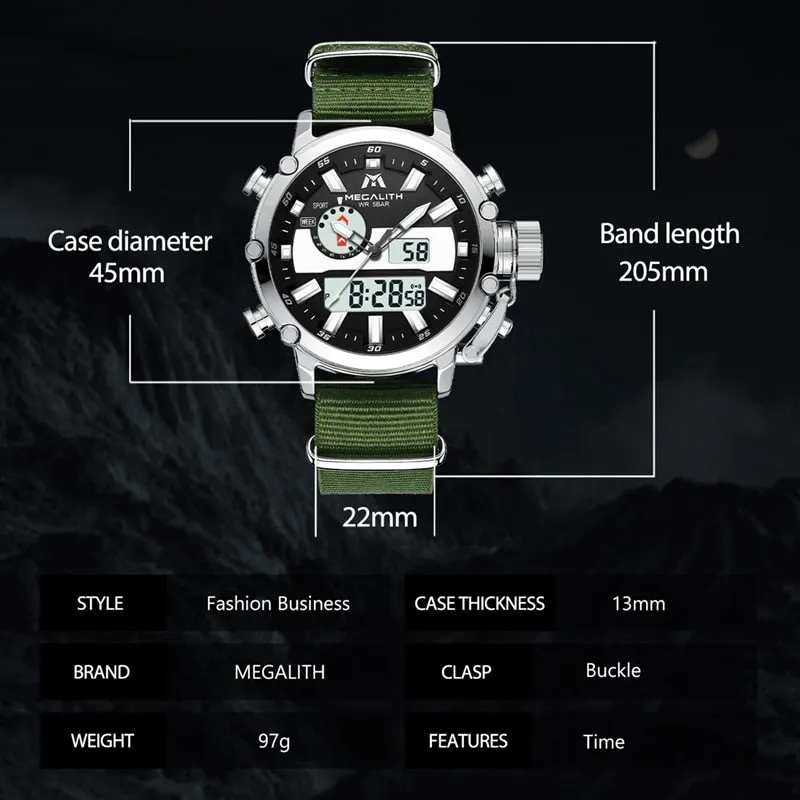 Men's Digital Multifunction Quartz Dual Display with Alarm Watches