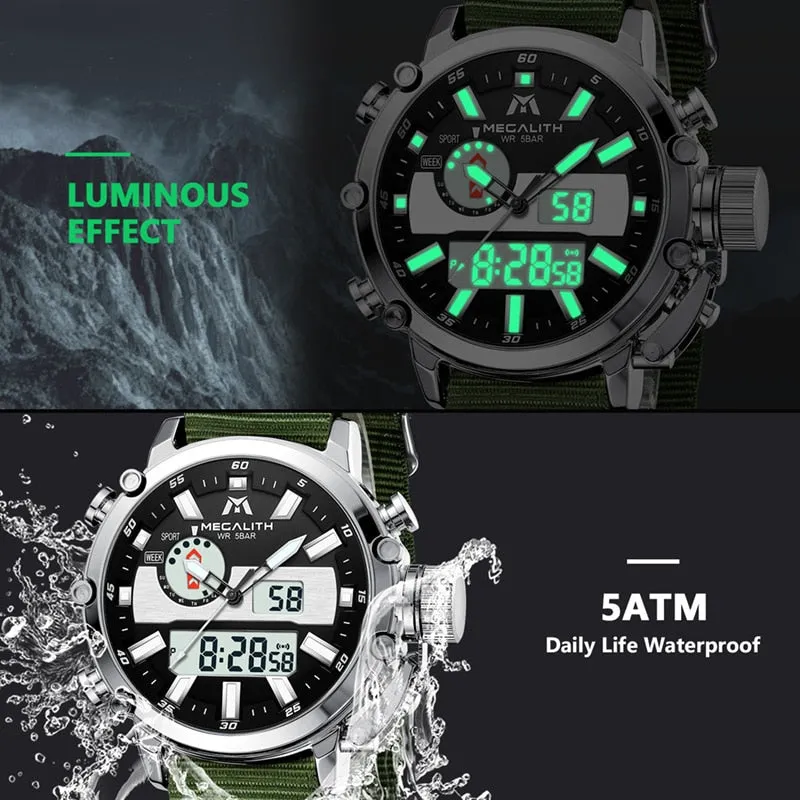 Men's Digital Multifunction Quartz Dual Display with Alarm Watches