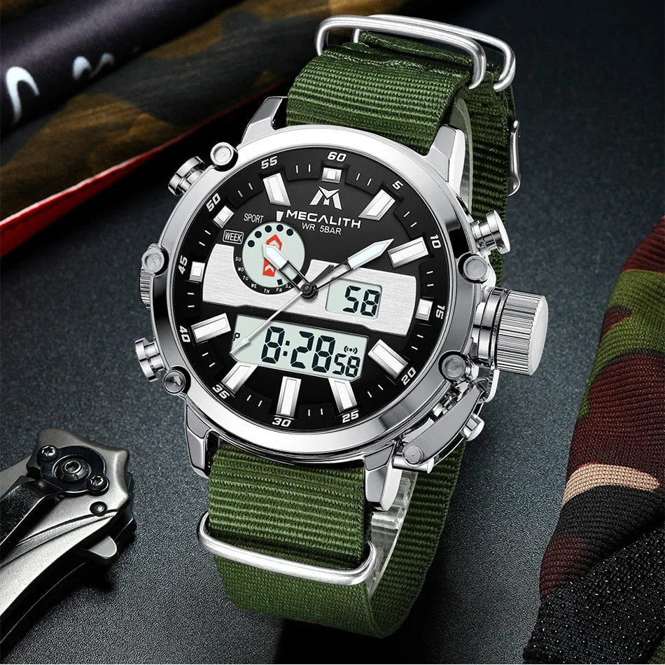 Men's Digital Multifunction Quartz Dual Display with Alarm Watches