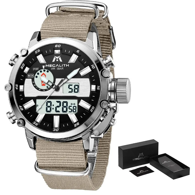 Men's Digital Multifunction Quartz Dual Display with Alarm Watches