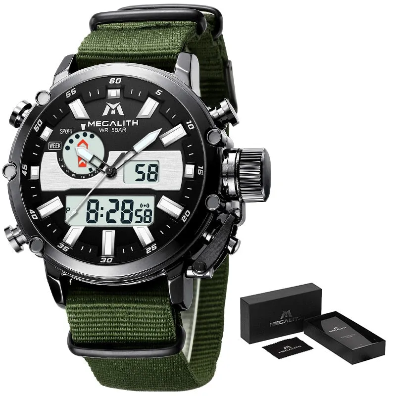 Men's Digital Multifunction Quartz Dual Display with Alarm Watches