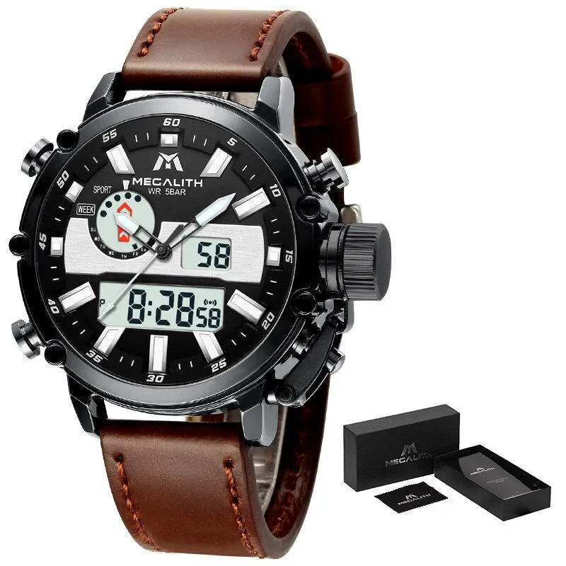 Men's Digital Multifunction Quartz Dual Display with Alarm Watches