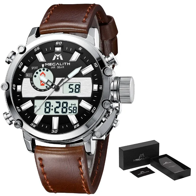 Men's Digital Multifunction Quartz Dual Display with Alarm Watches