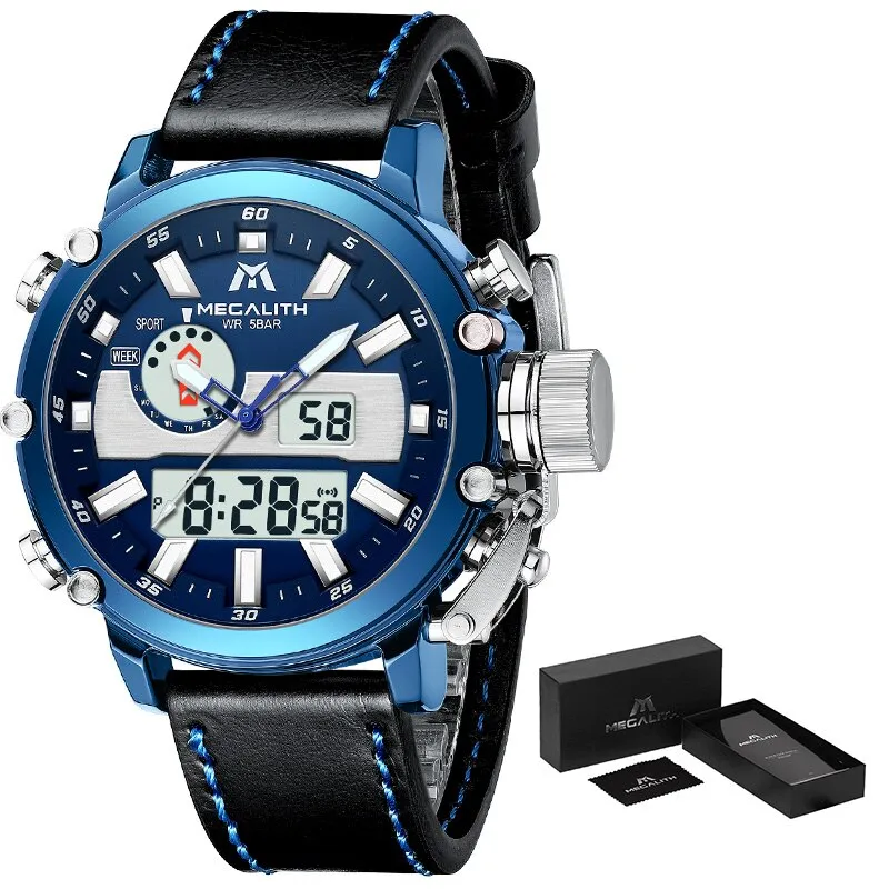 Men's Digital Multifunction Quartz Dual Display with Alarm Watches