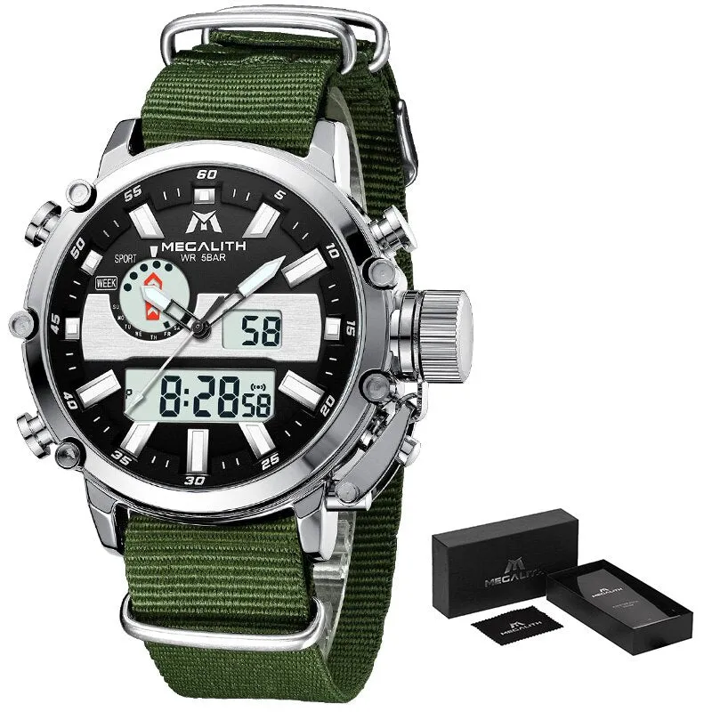 Men's Digital Multifunction Quartz Dual Display with Alarm Watches