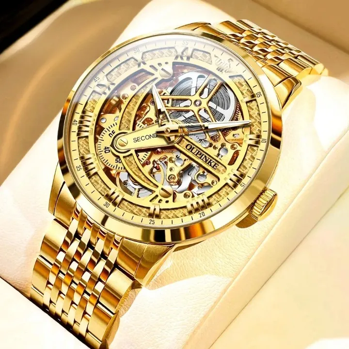 Men's Luxury Automatic Mechanical Stainless Steel Sapphire Mirror Watch