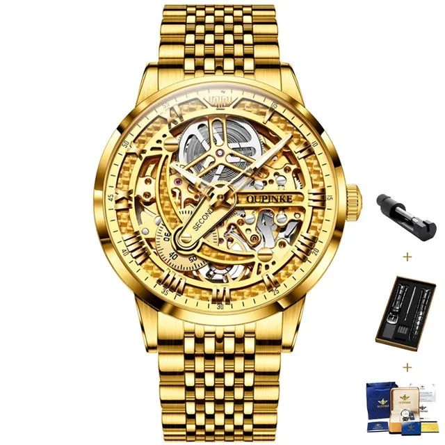 Men's Luxury Automatic Mechanical Stainless Steel Sapphire Mirror Watch