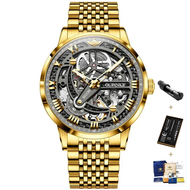 Men's Luxury Automatic Mechanical Stainless Steel Sapphire Mirror Watch