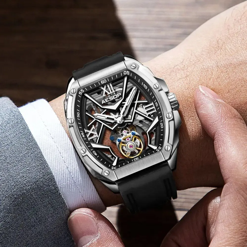 Men's Luxury Double-sided Hollow Luminous Tourbillon Mechanical Watch