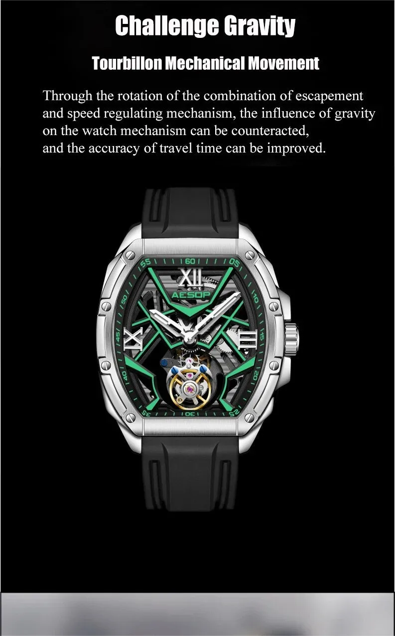 Men's Luxury Double-sided Hollow Luminous Tourbillon Mechanical Watch