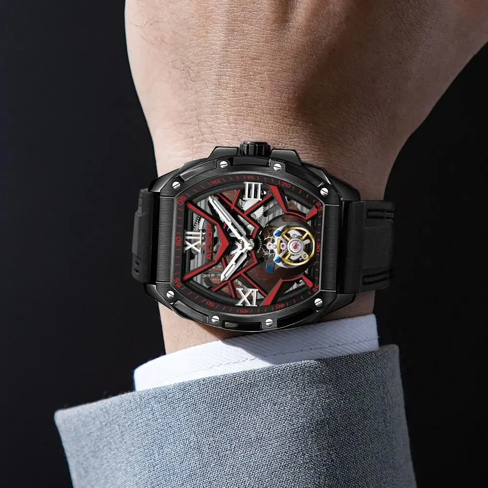 Men's Luxury Double-sided Hollow Luminous Tourbillon Mechanical Watch