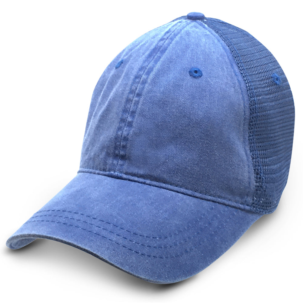 Ocean Blue Washed Mesh - Unstructured Baseball Cap