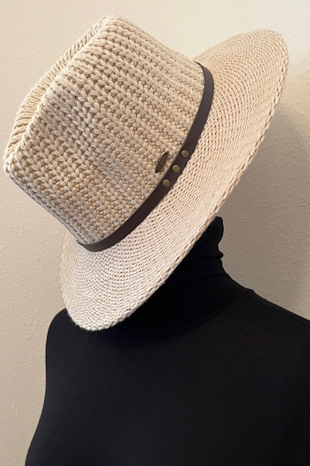 Off White or Grey Textured Hat