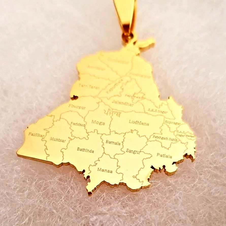 Punjab State Necklace with Cities-Father's day Gift