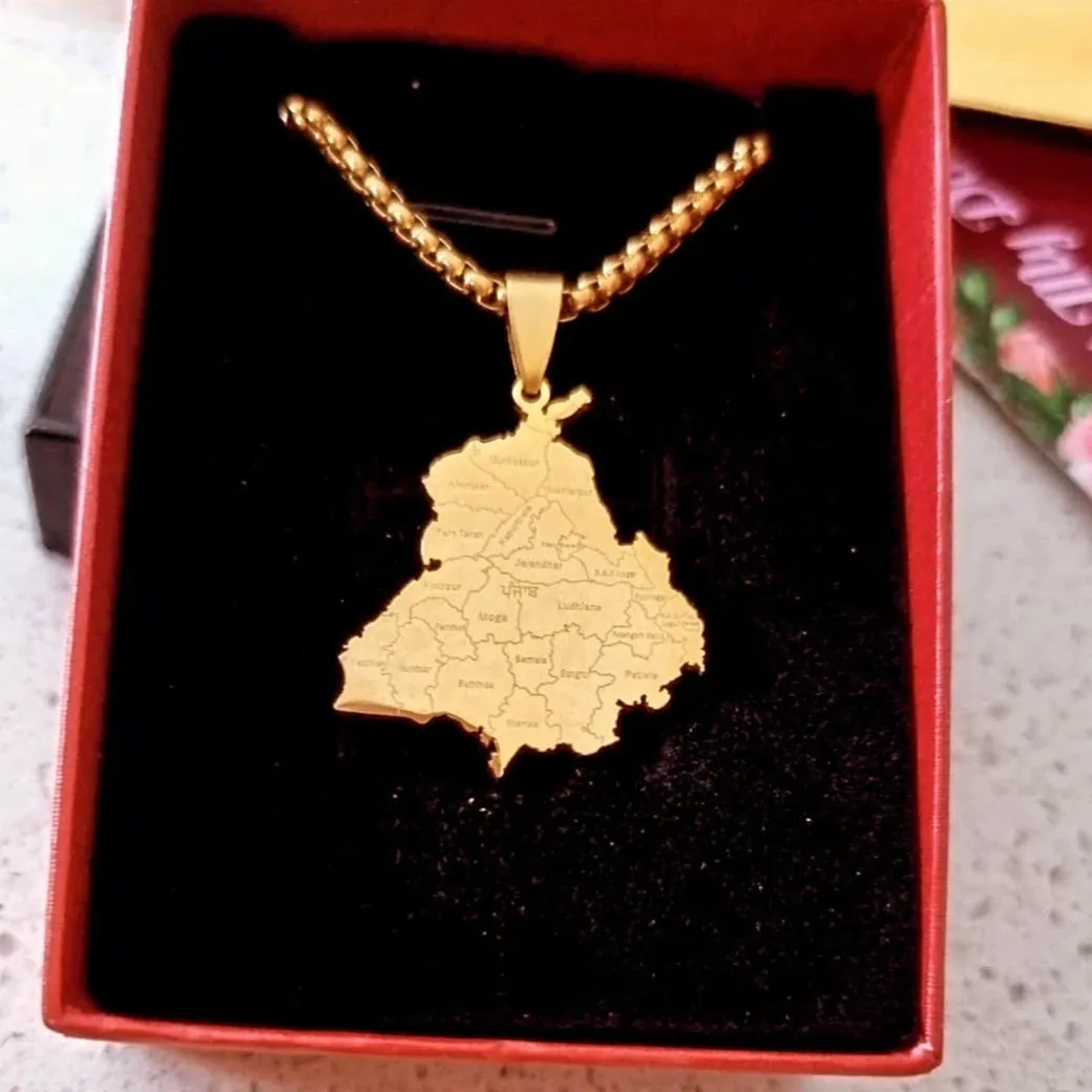 Punjab State Necklace with Cities-Father's day Gift