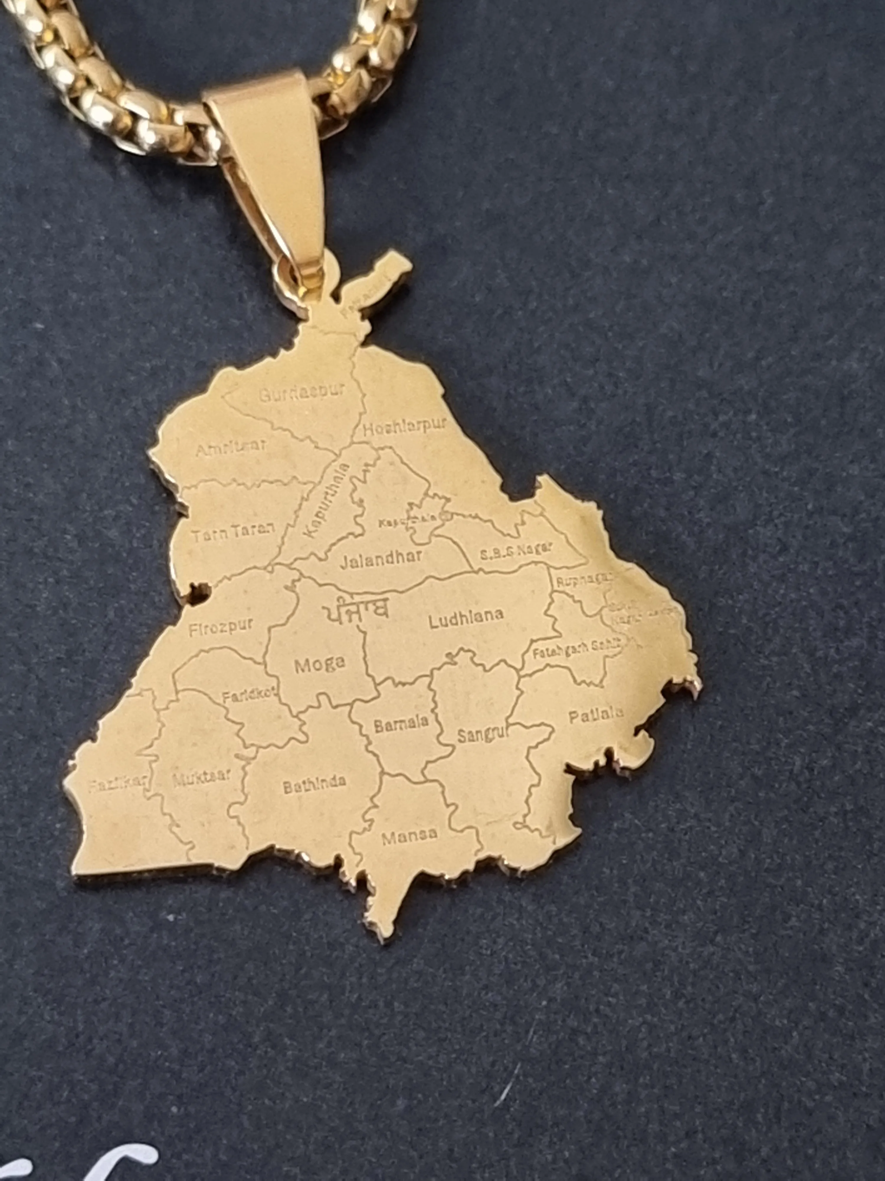 Punjab State Necklace with Cities-Father's day Gift