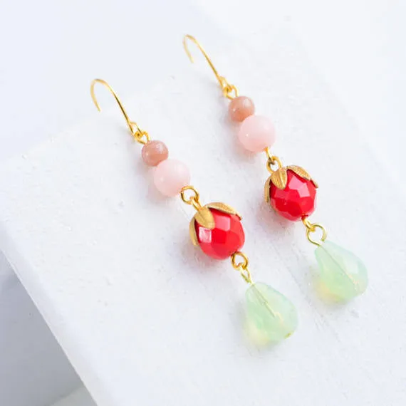 Red bead earrings