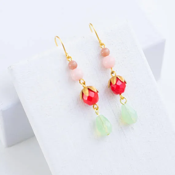 Red bead earrings