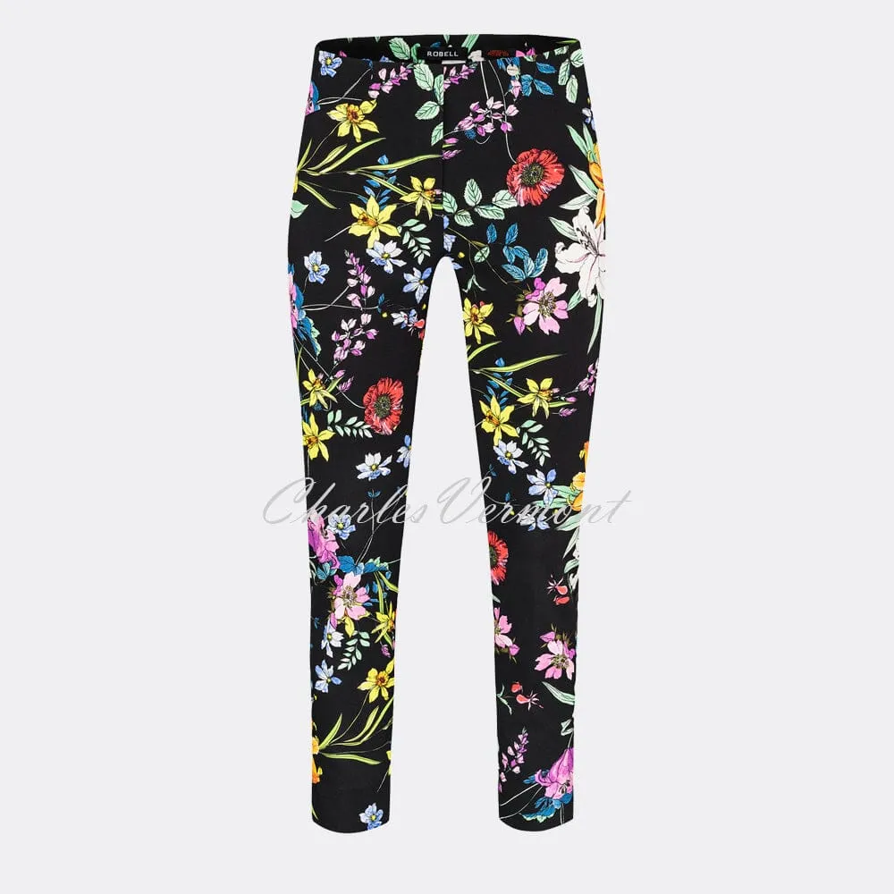 Robell Rose 09- 7/8 Cropped Super Slim Trouser 51622-54731-90 (Black/Multi)