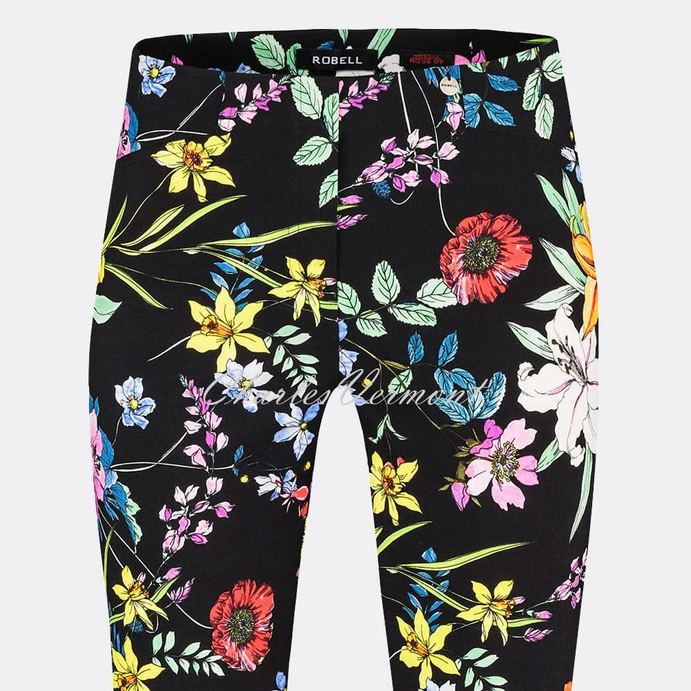 Robell Rose 09- 7/8 Cropped Super Slim Trouser 51622-54731-90 (Black/Multi)