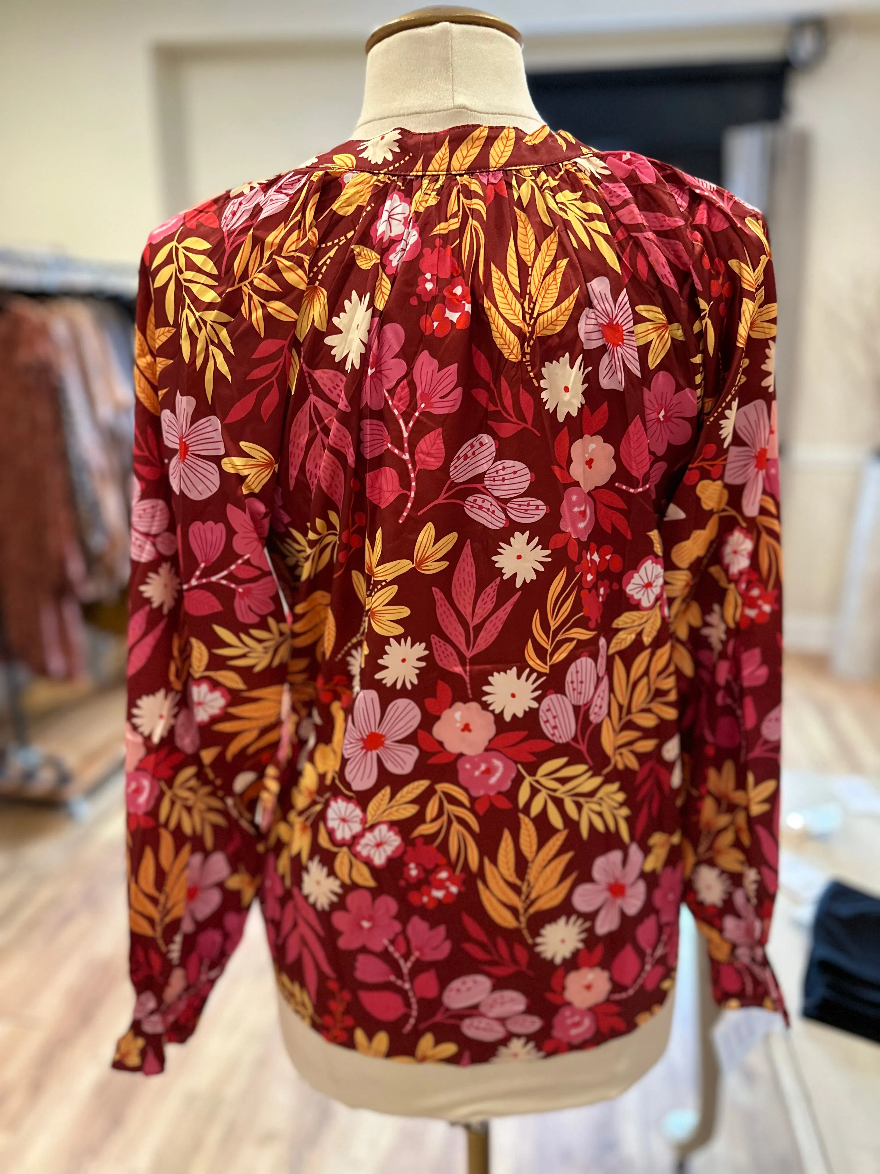 Southern Grace Floral Shirt in Maroon