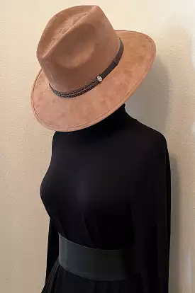 Tan Faux Suede Rancher Style Hat