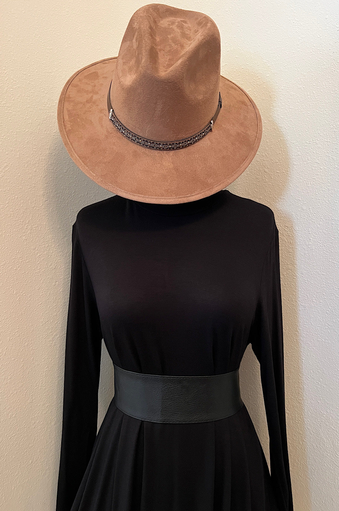 Tan Faux Suede Rancher Style Hat