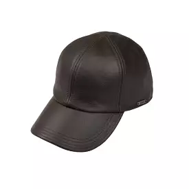 Wigens Dark Brown Elk Leather Baseball Cap with hidden Earflaps